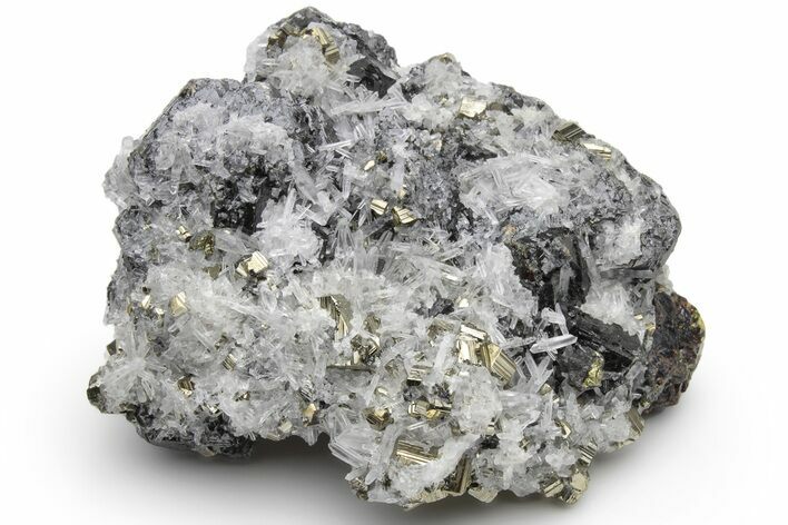 Gleaming Pyrite and Sphalerite (Marmatite) on Quartz - Peru #233432